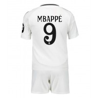 Camisa de Futebol Real Madrid Kylian Mbappe #9 Equipamento Principal Infantil 2024-25 Manga Curta (+ Calças curtas)